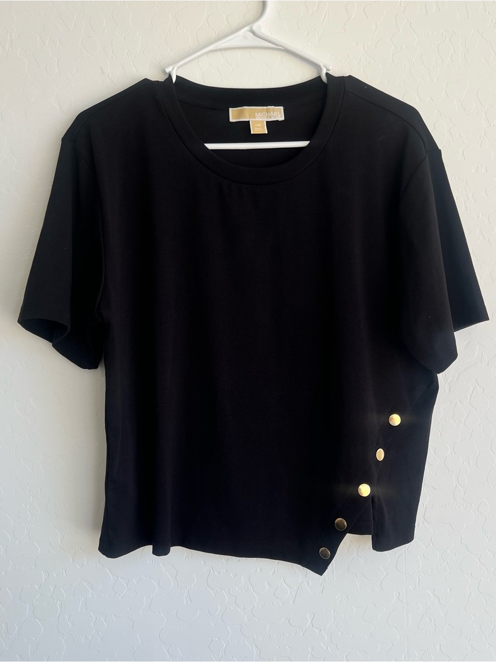 Michael Kors Black Top with Gold Branded Button